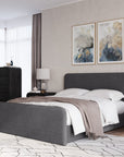 Elora Fully Upholstered Platform Bed in Charcoal Velvet