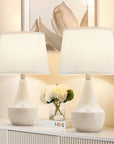 NATYSWAN Table Lamp Set of 2, 18.63in Ceramic Table Lamp Classic Beside Lamps Nightstand Lamp Modern Table Lamp for Living Room, Bedroom & Office Rocker Swtich Cream-LED Bulbs Included