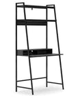 Office Desk with 2 Upper Shelves and Metal Legs, Black and Gray- Saltoro Sherpi