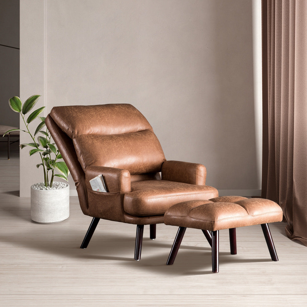 Adjustable Backrest Accent Chair with Ottoman