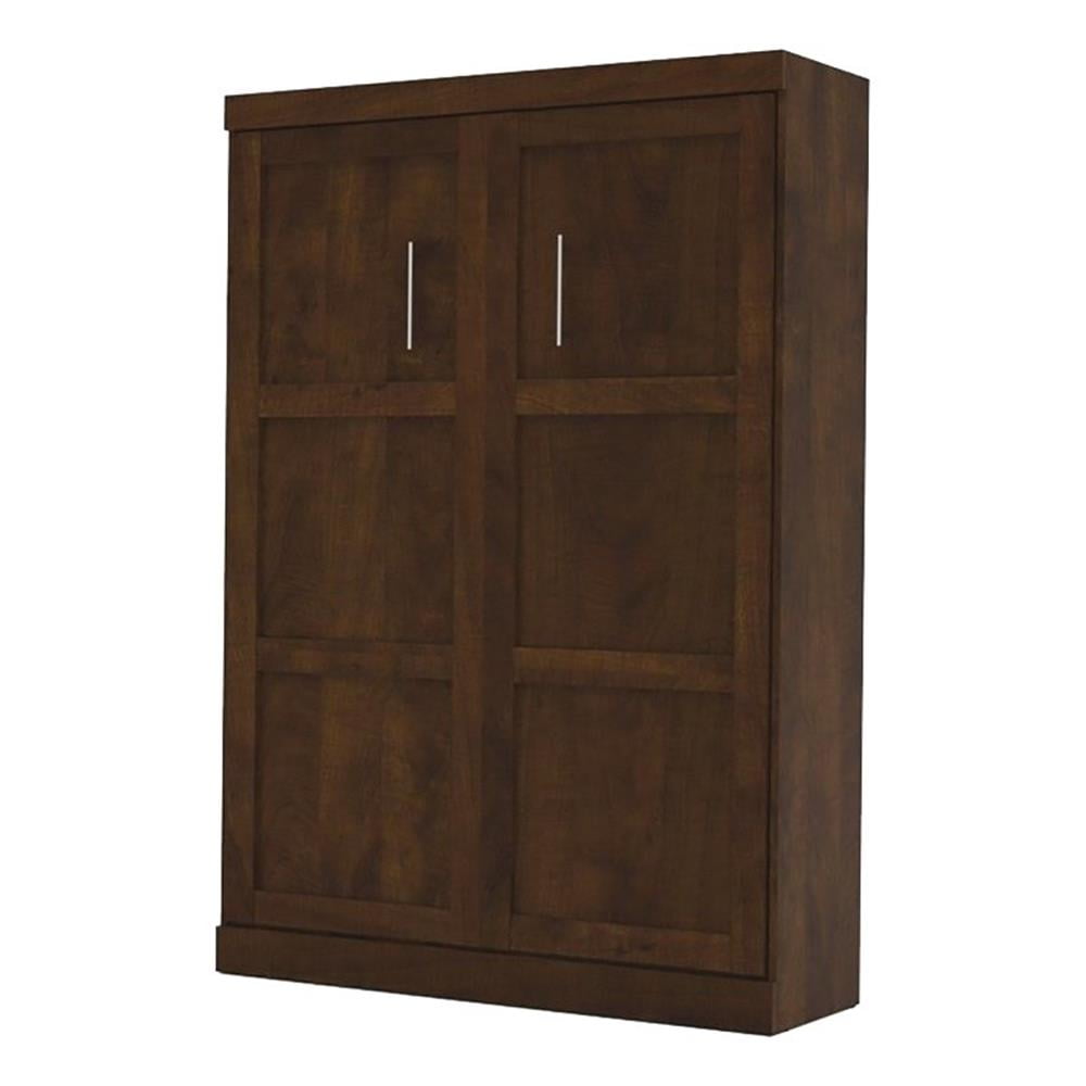 Pemberly Row 59" Contemporary Wood/Metal Full Wall Bed in Chocolate
