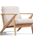Pemberly Row Solid Wood and Fabric Upholstered Accent Armchair in Beige/Oak