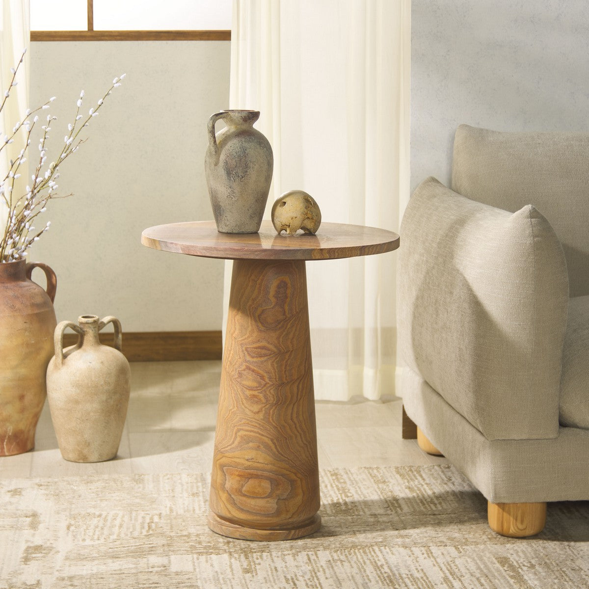 Valentia Tall Round Marble Accent Table