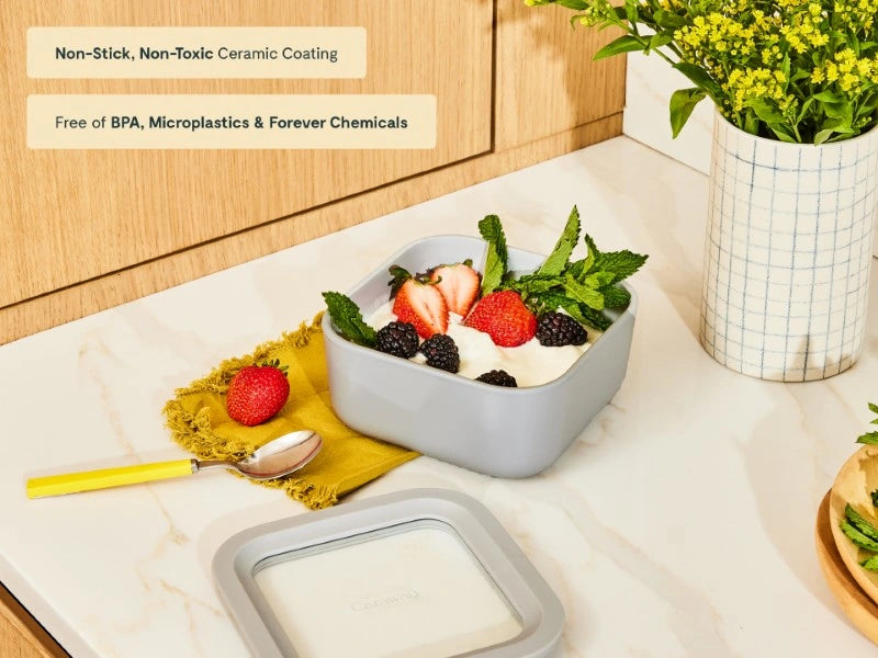 Non-Stick Ceramic-Coated Small Glass Container | Food Storage Container | BPA-Free