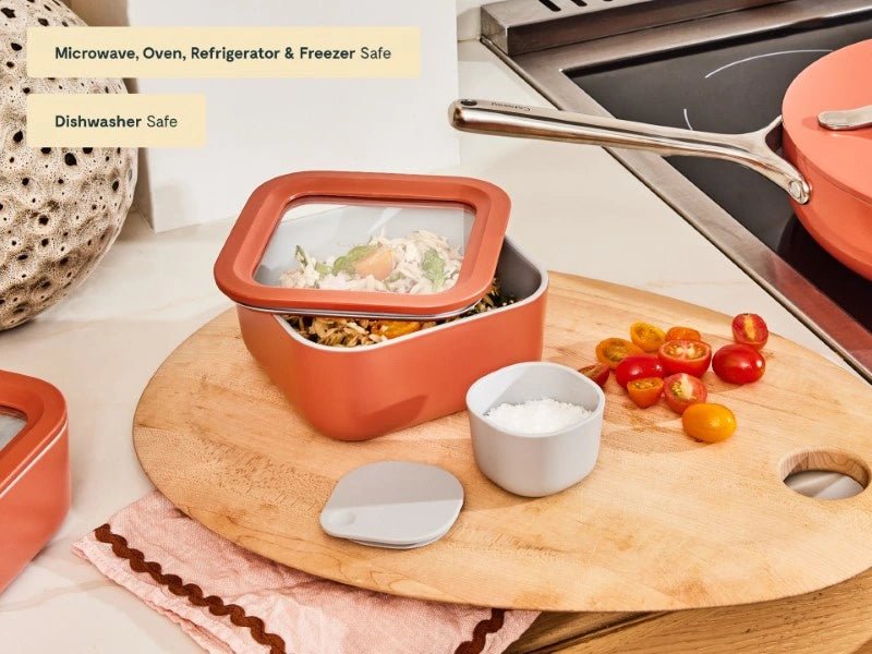 Non-Stick Ceramic-Coated Small Glass Container | Food Storage Container | BPA-Free