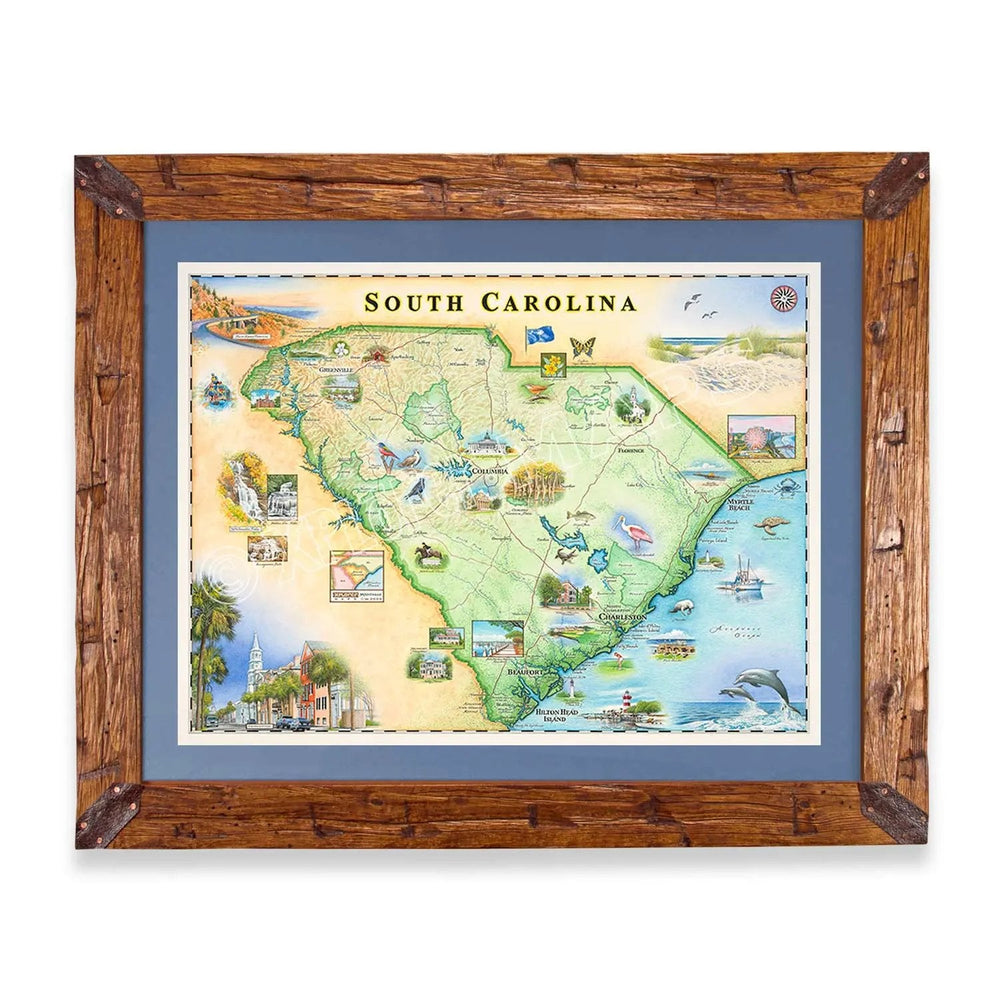 South Carolina State Hand-Drawn Map