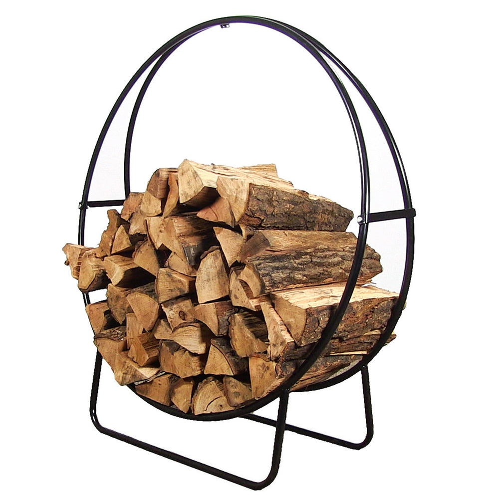 Sunnydaze Modern Tubular Steel Firewood Hoop Log Rack, Indoor Outdoor