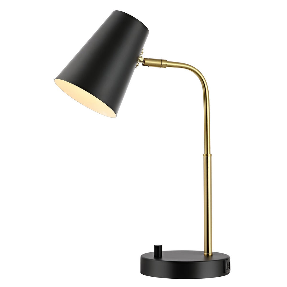 Arynn, 19 Inch, Black/Brass, Iron Table Lamp W/ Usb Port- TBL4457A-U