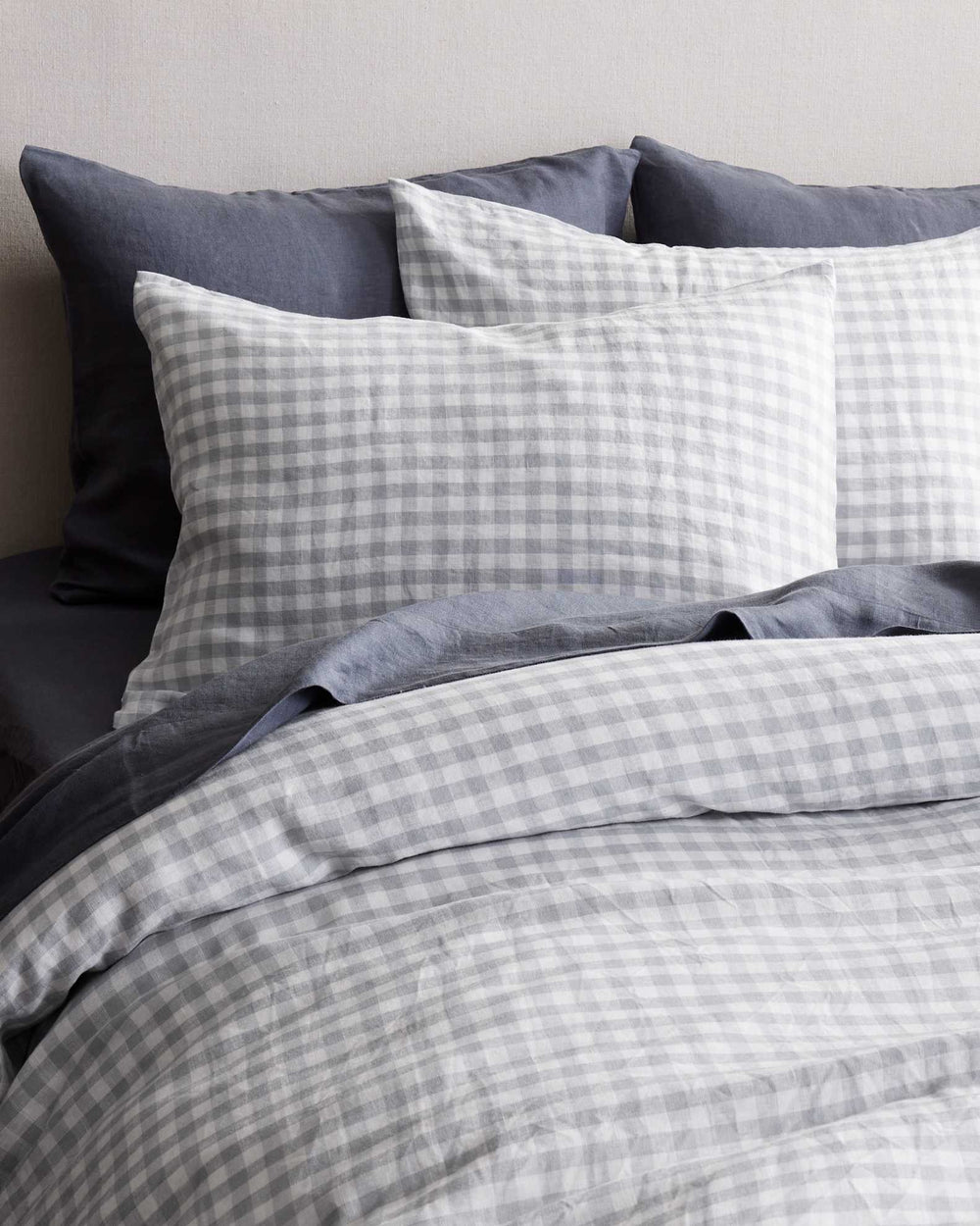 European Linen Gingham Duvet Cover Set