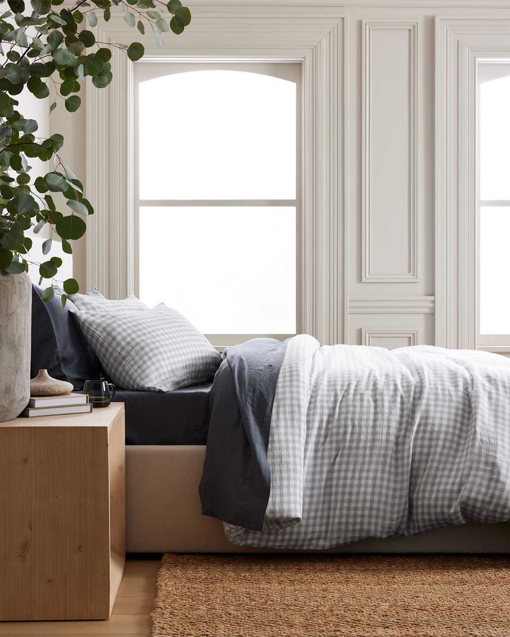 European Linen Gingham Duvet Cover Set