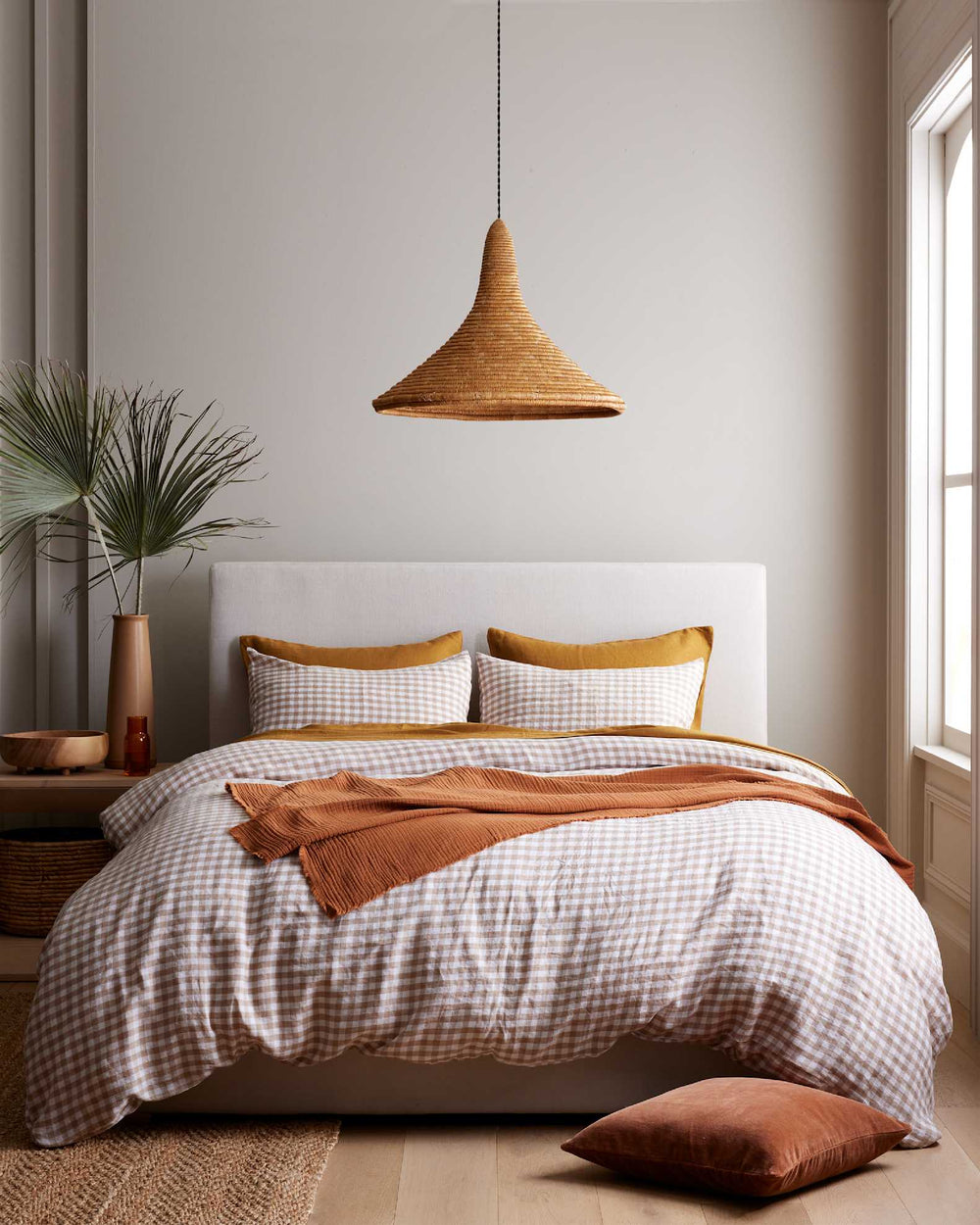 European Linen Gingham Duvet Cover Set