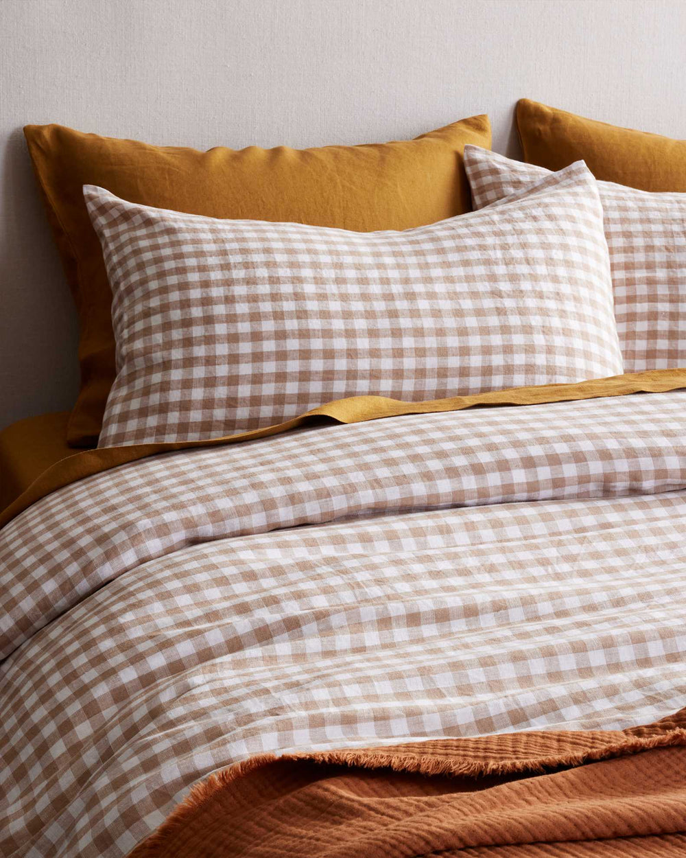 European Linen Gingham Duvet Cover Set