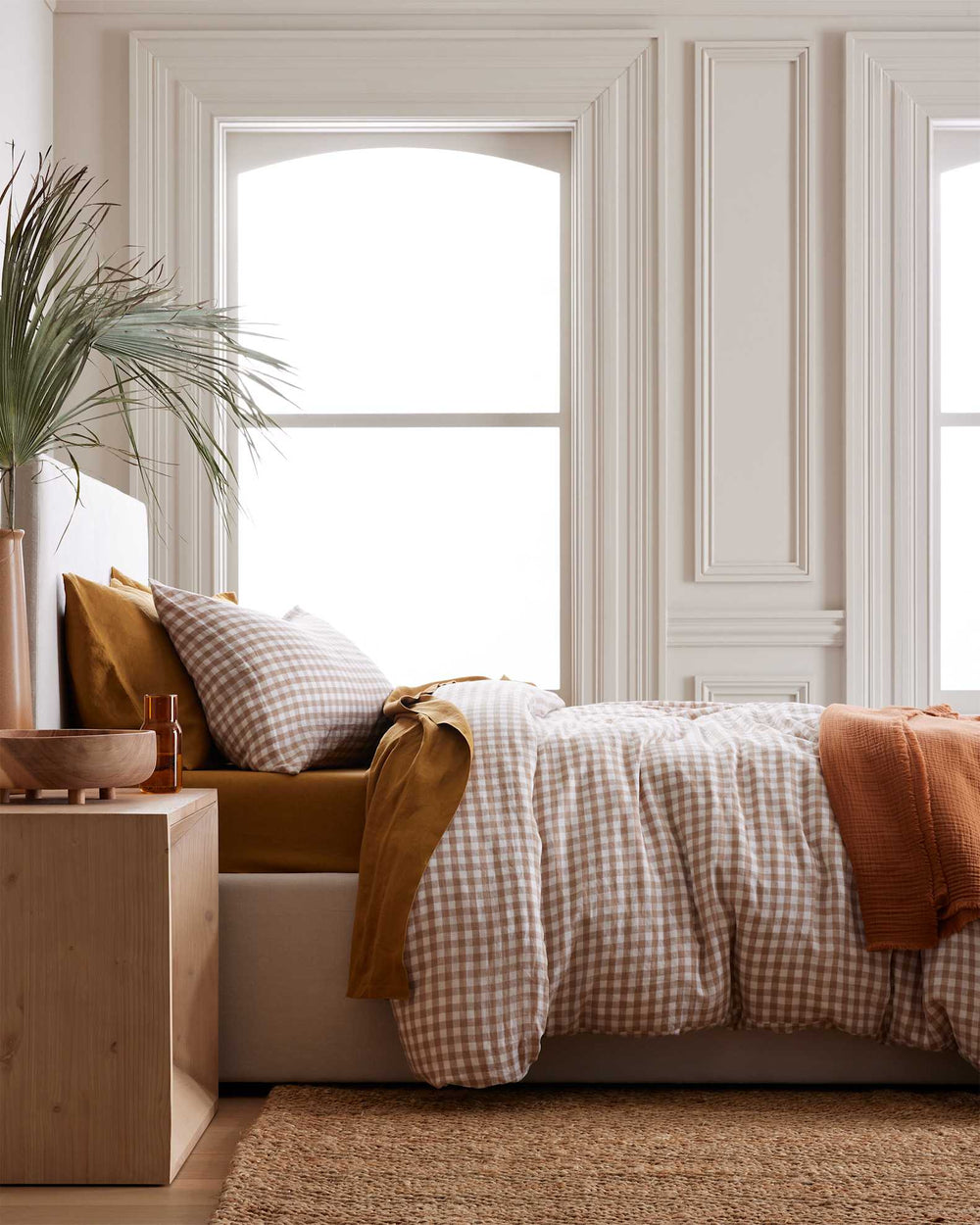 European Linen Gingham Duvet Cover Set