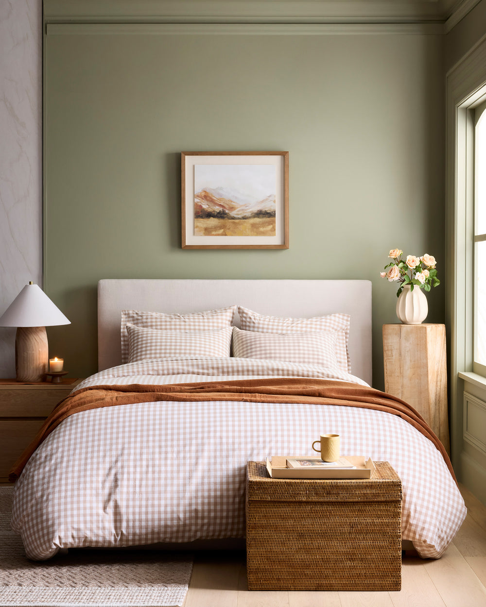 Classic Organic Percale Gingham Duvet Cover Set