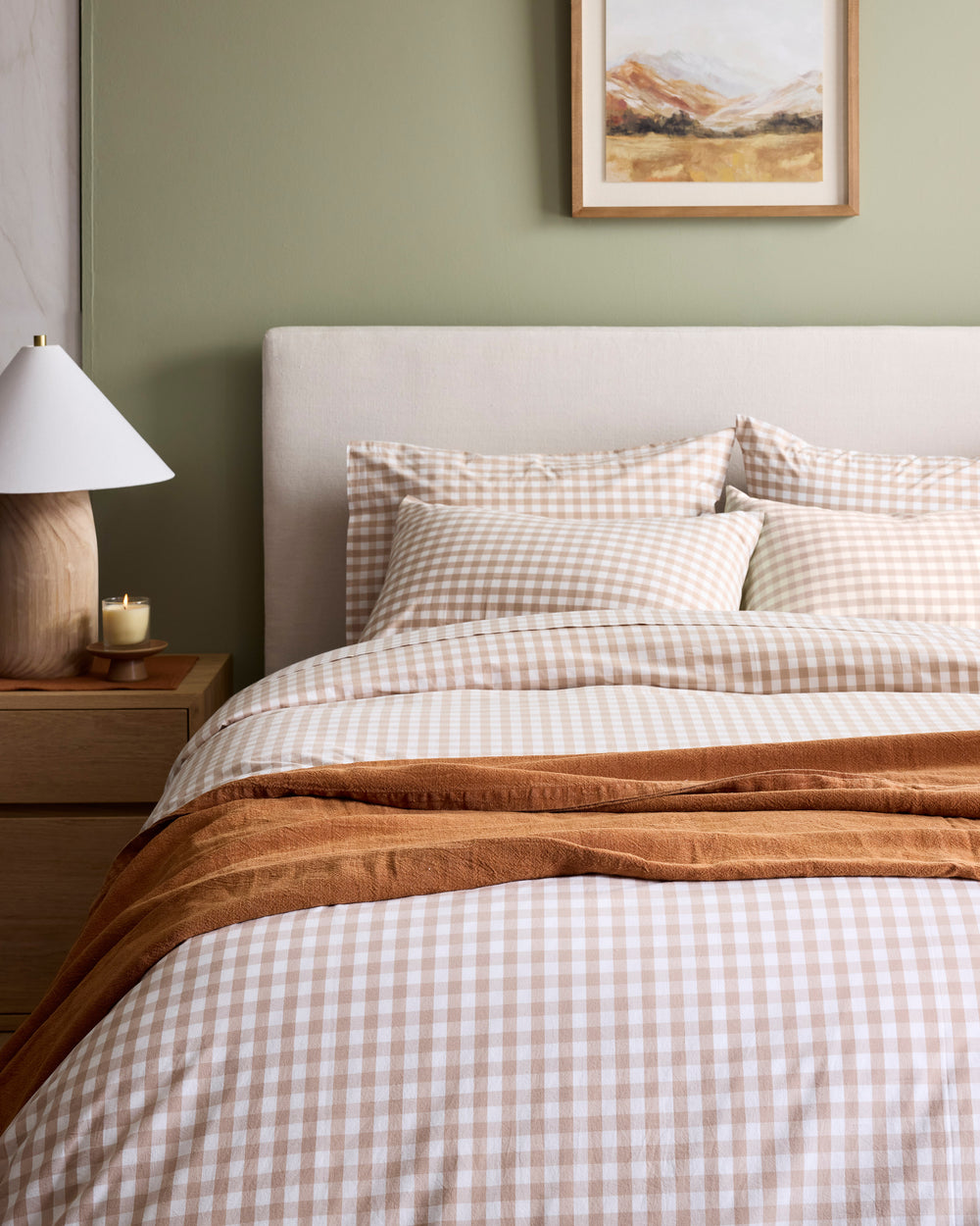 Classic Organic Percale Gingham Duvet Cover Set