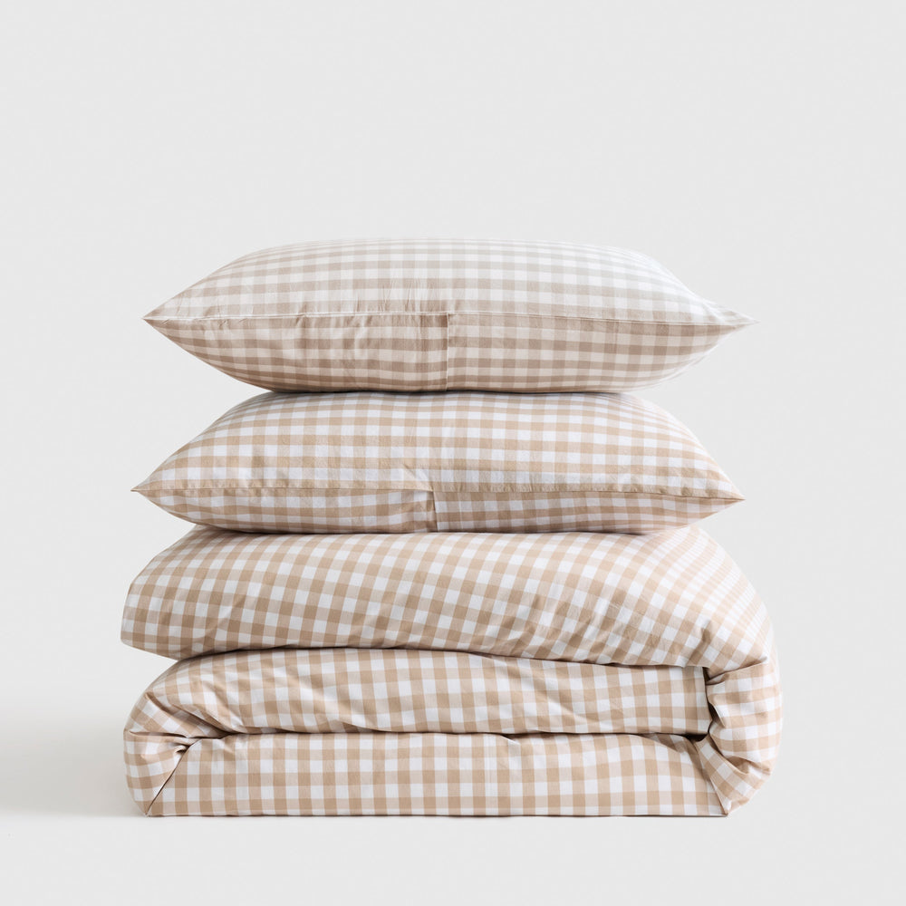 Classic Organic Percale Gingham Duvet Cover Set