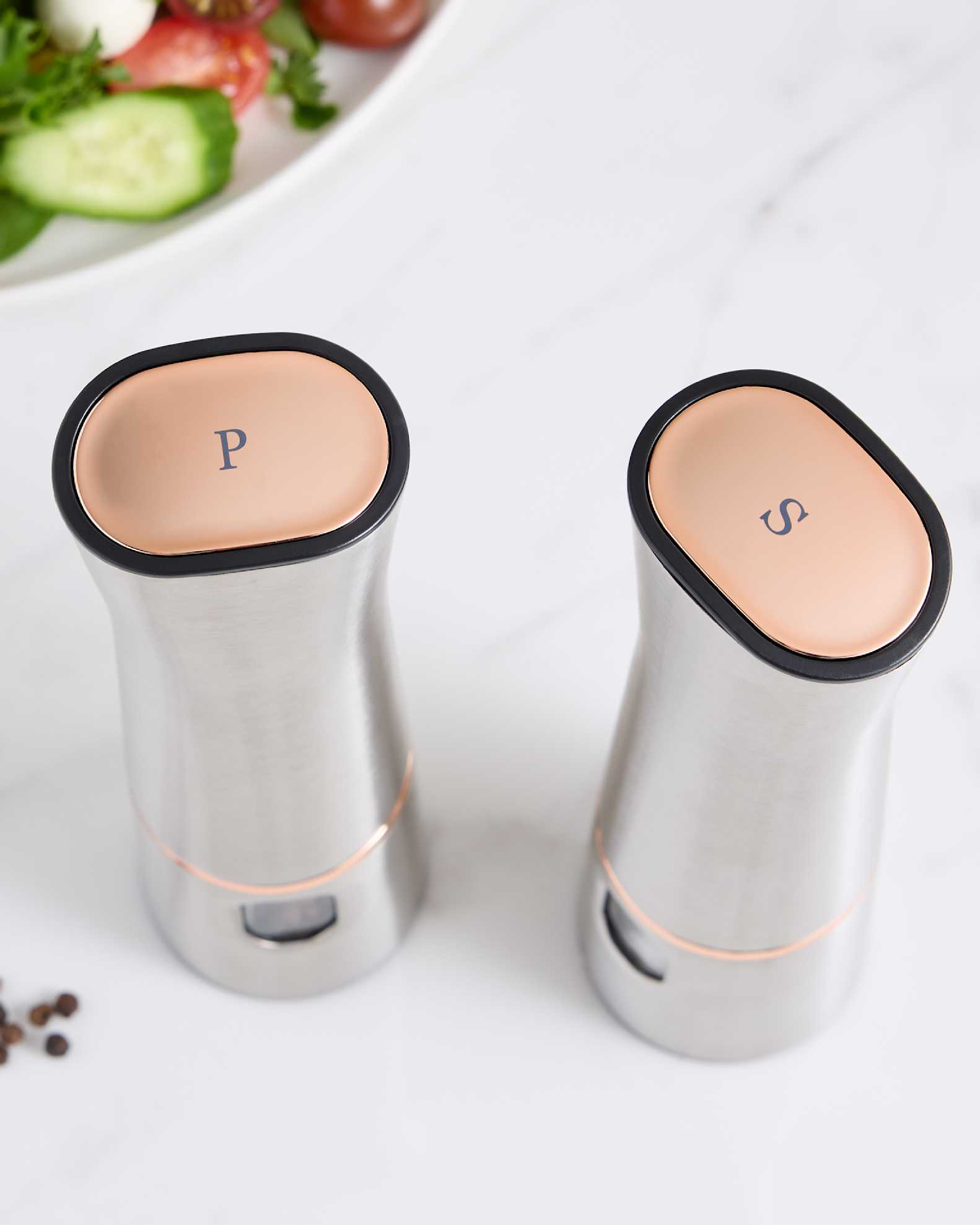 Stainless Steel Electric Salt & Pepper Mill Set