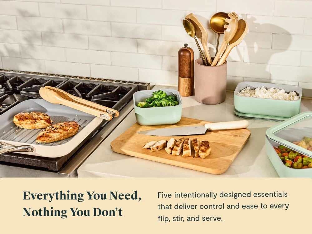 Utensil Set | 5-Piece Wooden Cooking Utensils | Caraway