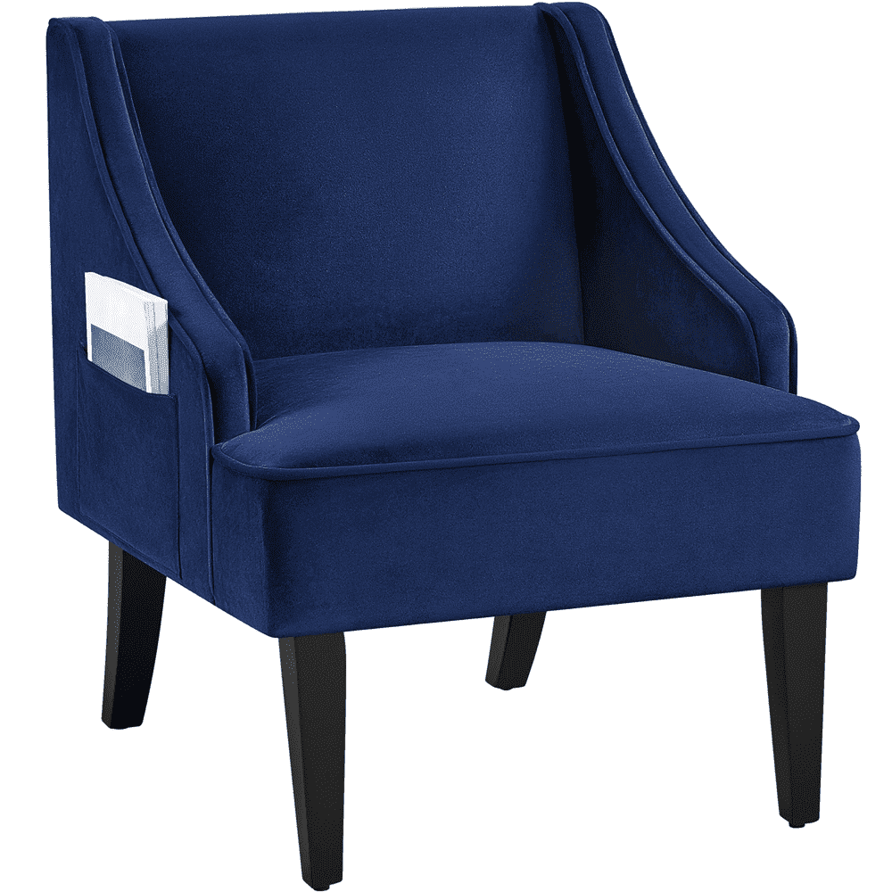 Yaheetech Modern Armchair, Mid-century Upholstered Velvet Accent Chair for Living Room, Blue