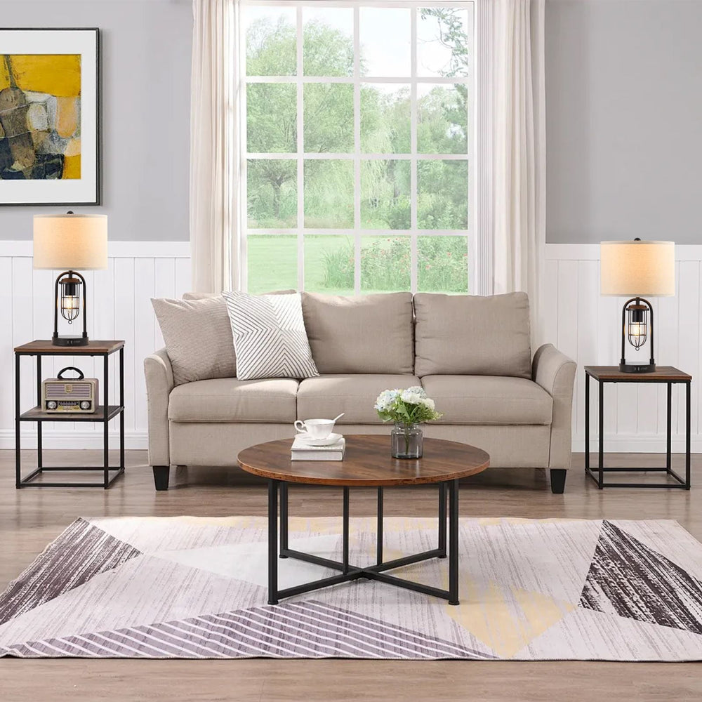 KYRID 21’’ Table Lamps Set of 2 with USB Port and Night Light, Modern Farmhouse Side Table Lamp with White Drum Shade, Painted Bronze Finish (Bulbs Included)