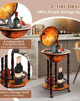 Canddidliike 16th Century Wood Globe Wine Bar Stand, Globe Wine Bar Stand, Liquor Bottle Shelf， Vintage Italian-Inspired Barware