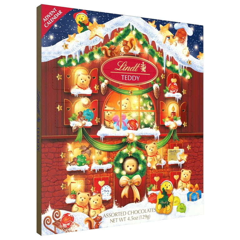 Lindt Teddy Bear Christmas Chocolate Candy Advent Calendar, 4.5 oz.
