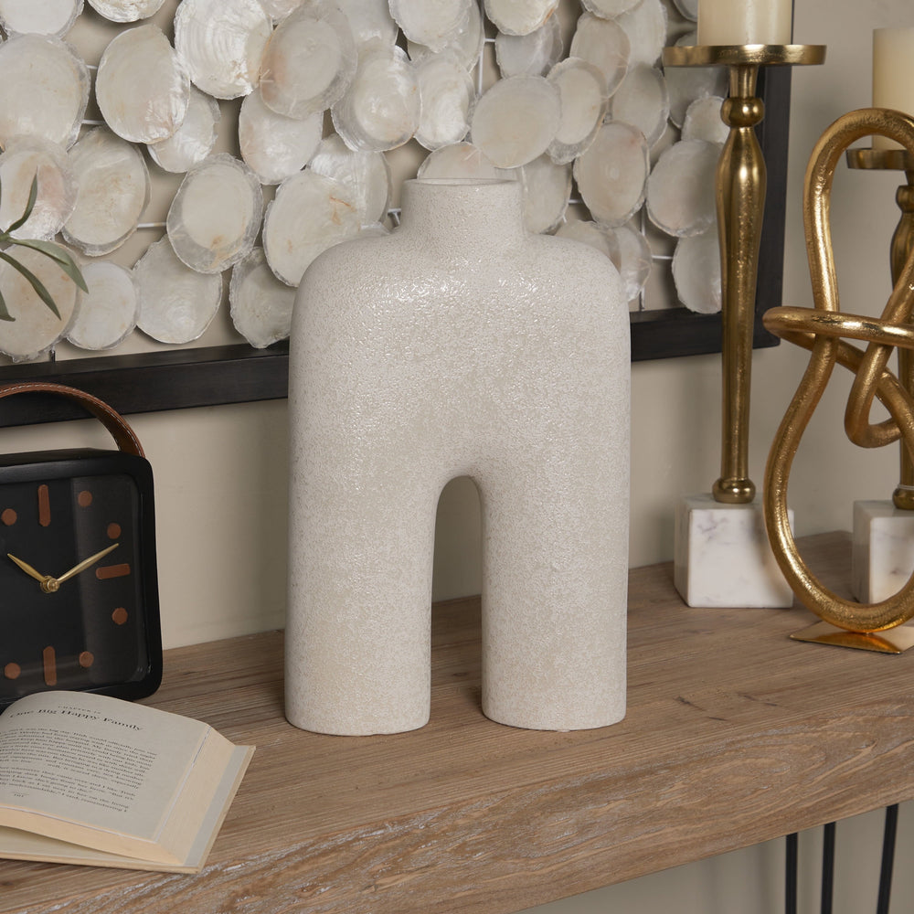 Abstract Arched White Ceramic Vase - From Where -