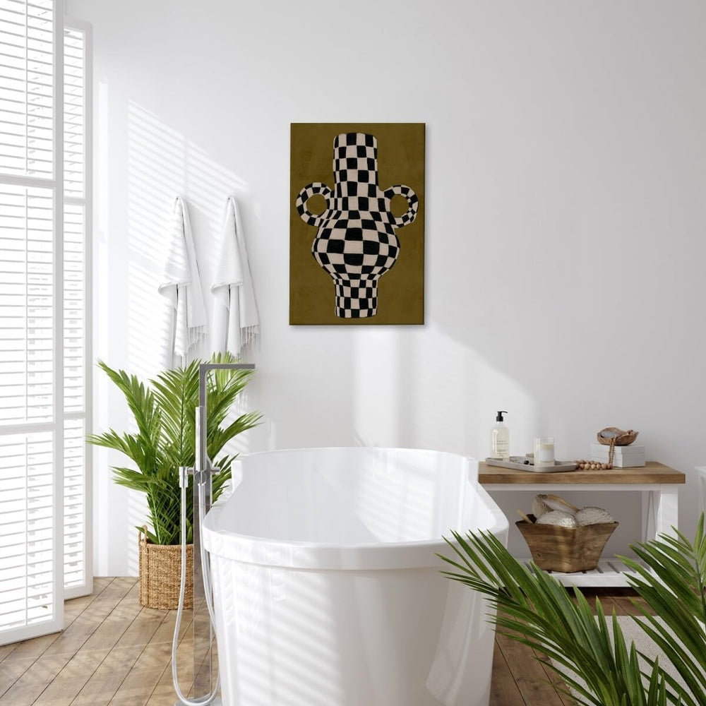 Abstract Checkered Vase Poster - From Where - 