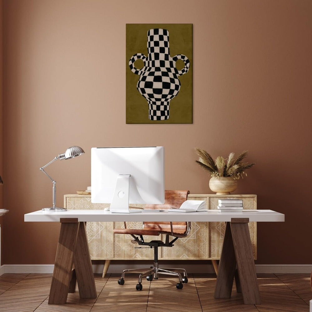 Abstract Checkered Vase Poster - From Where - 