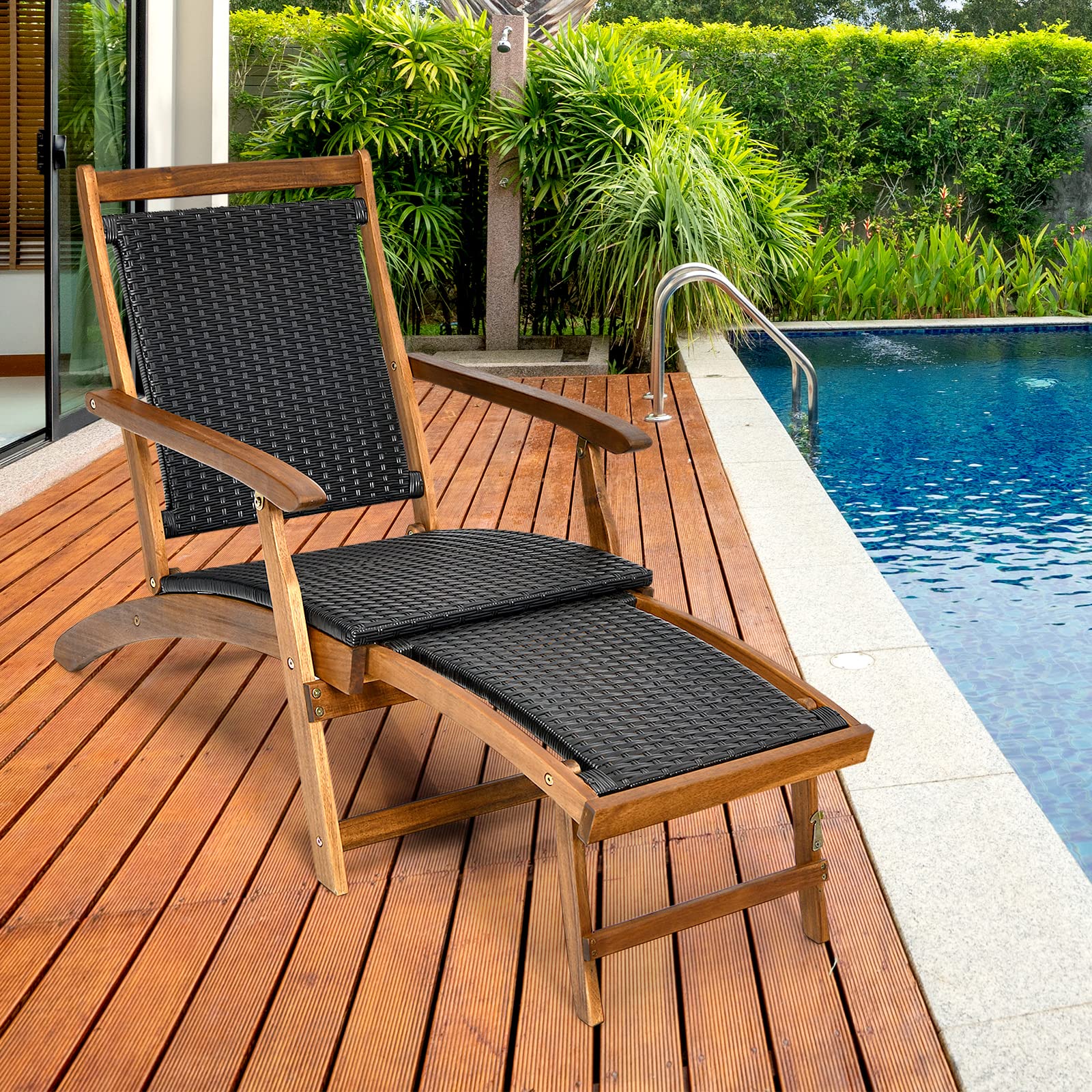 Acacia Folding Rattan Wicker Chair - From Where - 