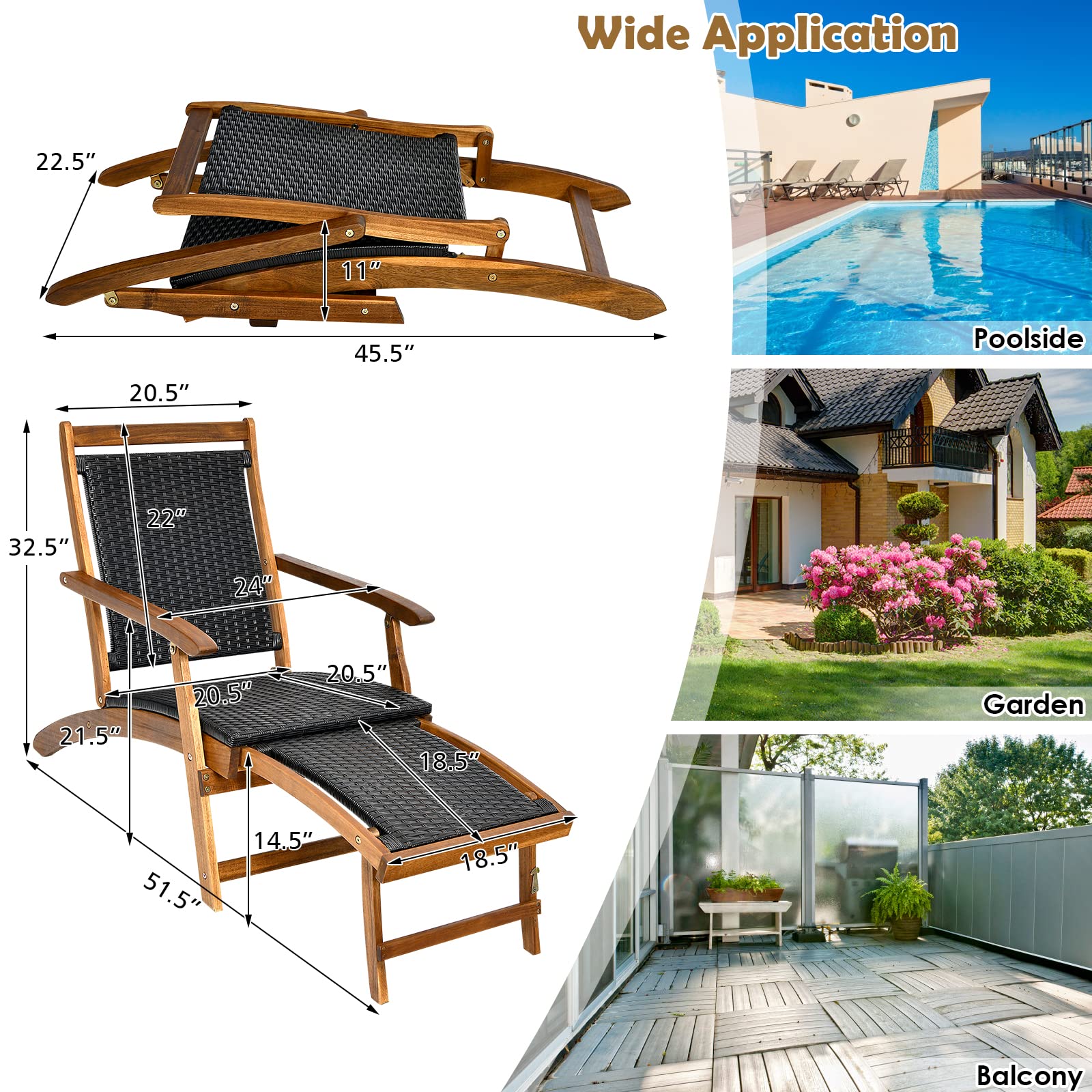 Acacia Folding Rattan Wicker Chair - From Where - 