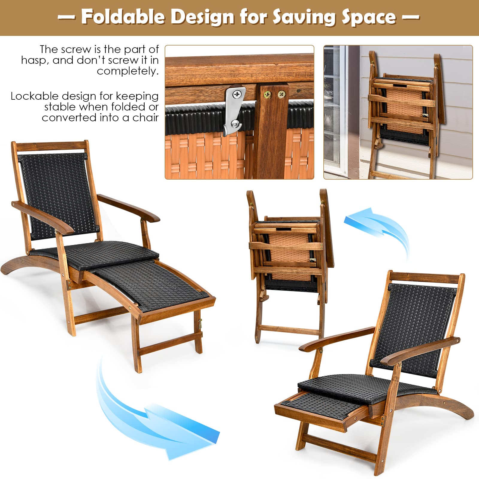 Acacia Folding Rattan Wicker Chair - From Where - 