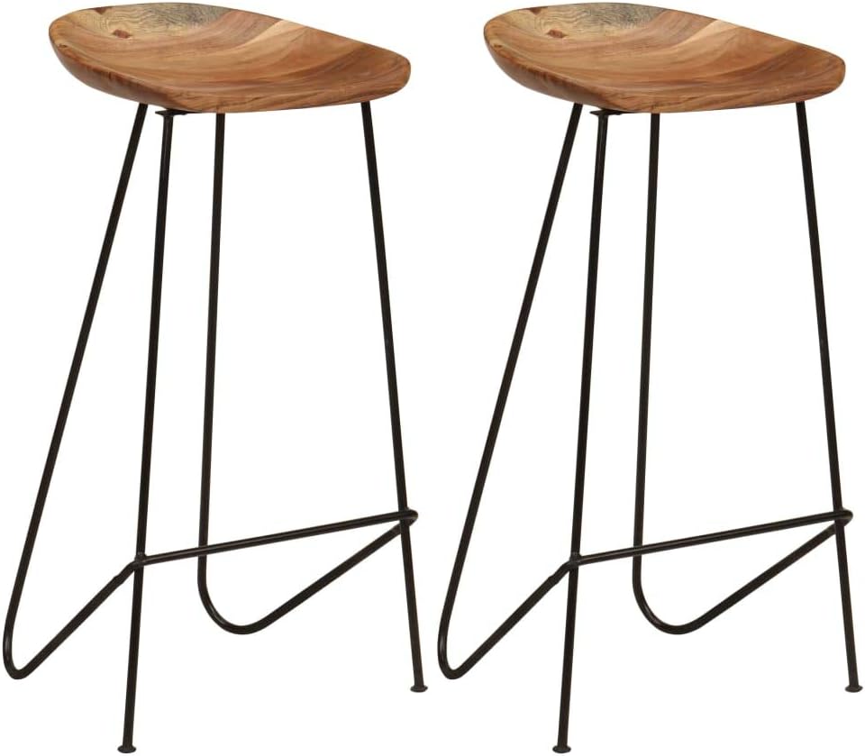 Acacia Wood Bar Stools (Set of 2) - From Where - 