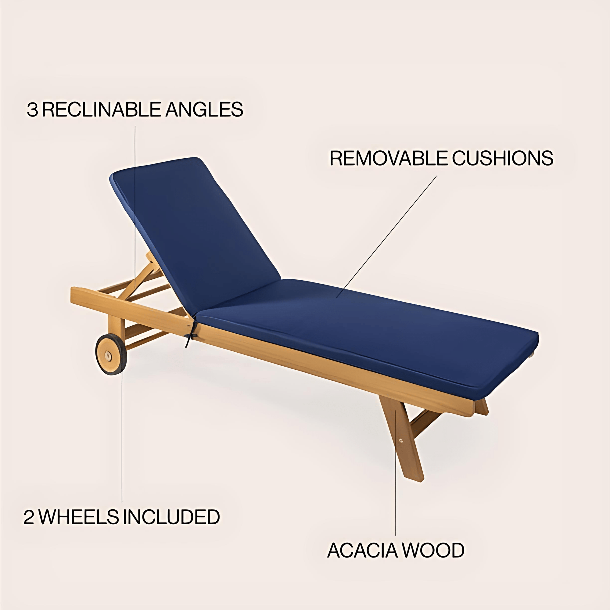 Acacia Wood Chaise Lounge Chair - From Where - 