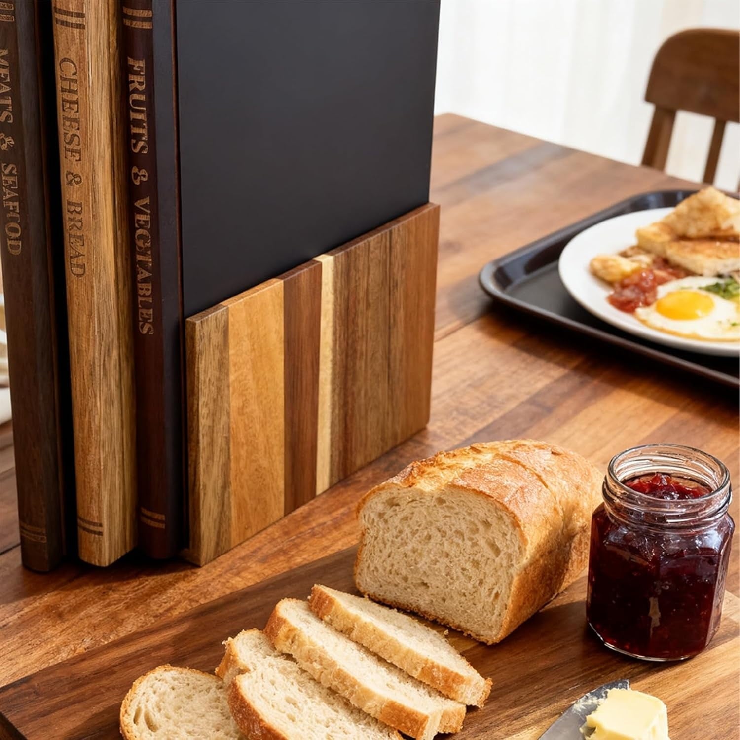 Acacia Wood Cutting Board Set with Stand - From Where Finds - 