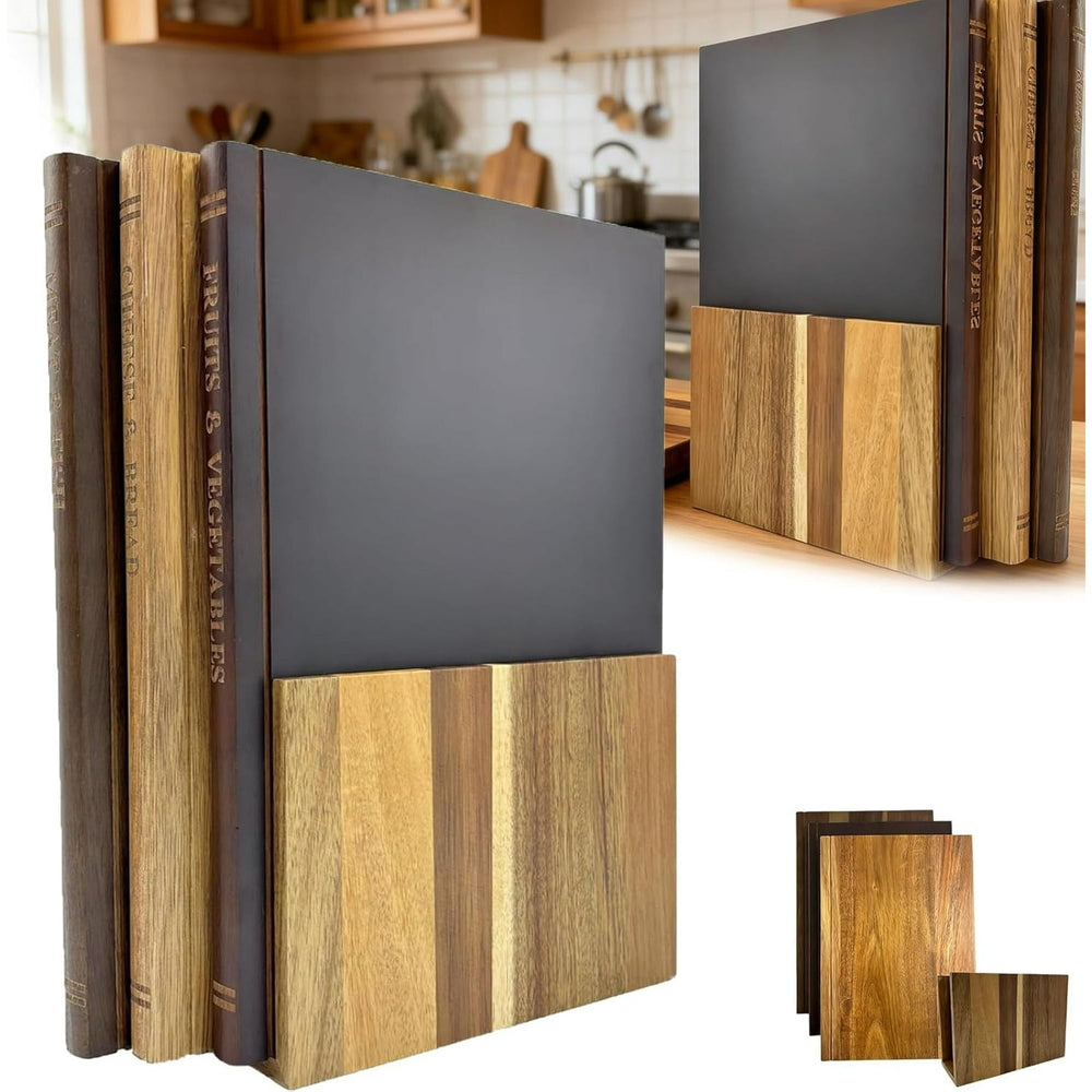 Acacia Wood Cutting Board Set with Stand - From Where Finds - 