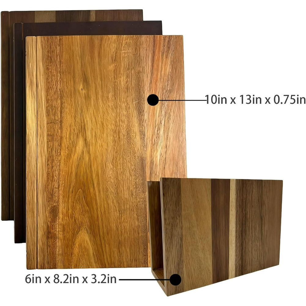 Acacia Wood Cutting Board Set with Stand - From Where Finds - 
