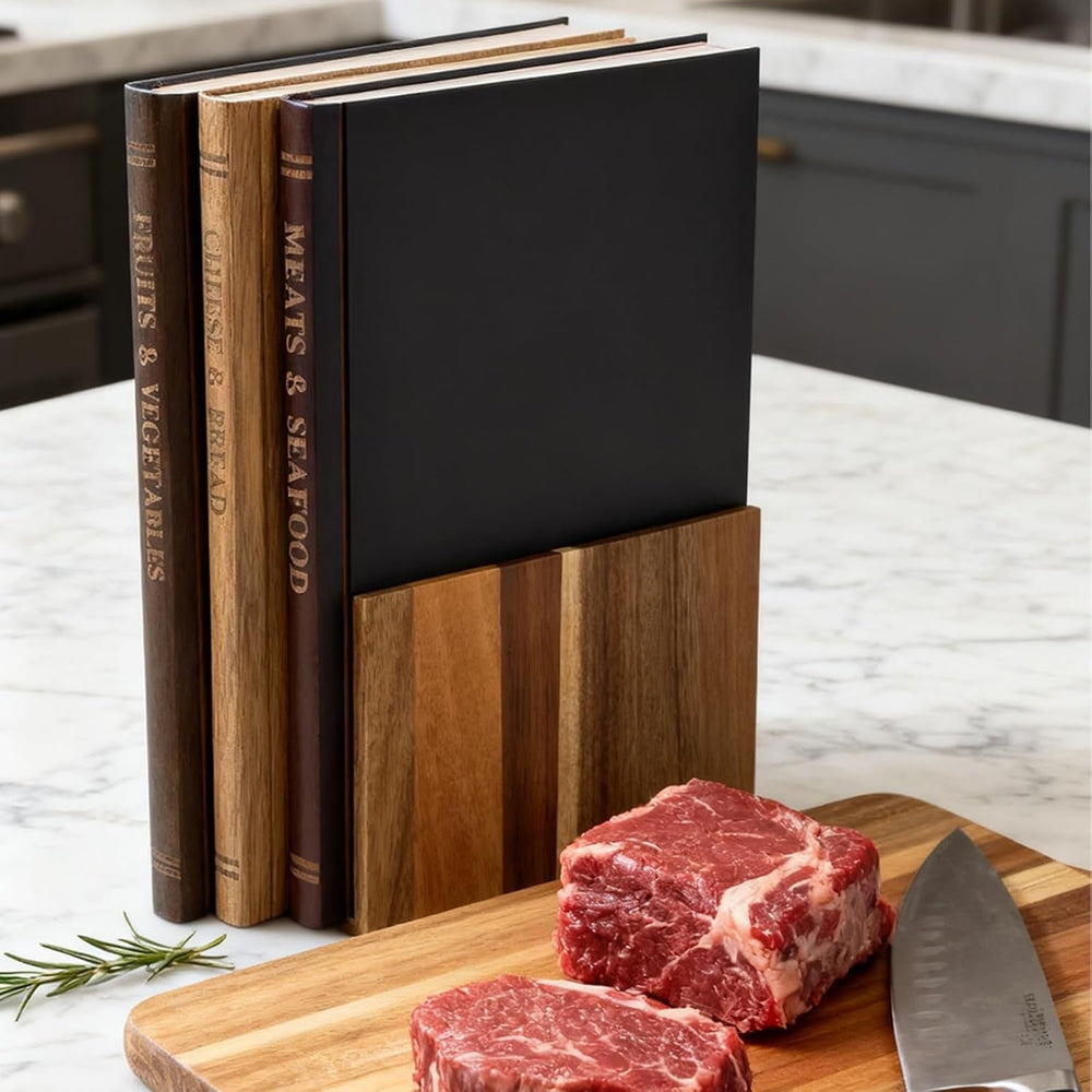 Acacia Wood Cutting Board Set with Stand - From Where Finds - 