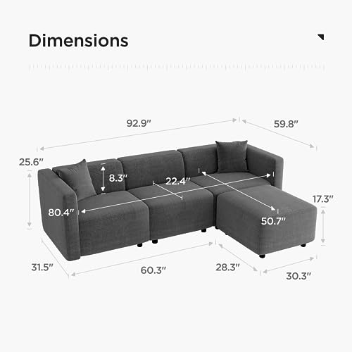 Acanva Grey Sectional Sofa Set - From Where - 