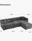 Acanva Grey Sectional Sofa Set - From Where - 