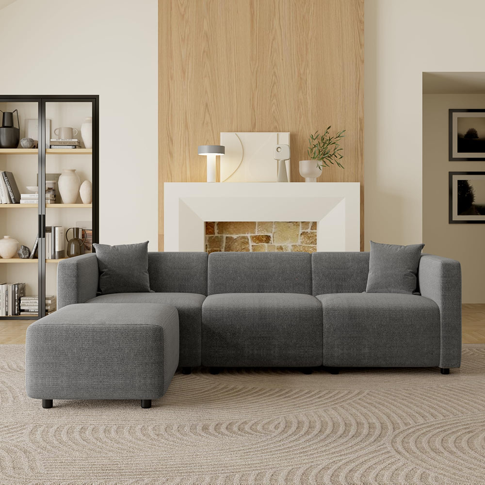 Acanva Grey Sectional Sofa Set - From Where - 