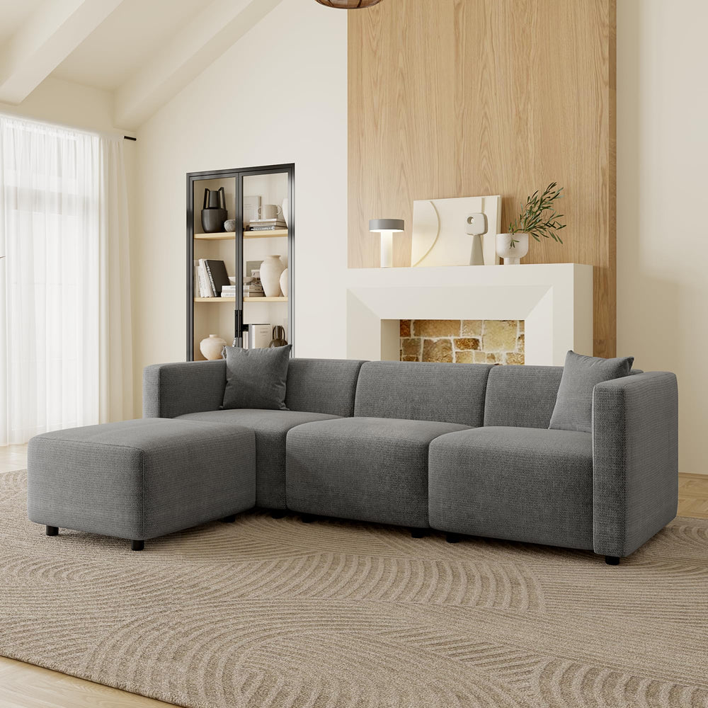 Acanva Grey Sectional Sofa Set - From Where - 
