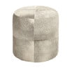Decmode 16" x 16" Gray Leather Handmade Cowhide Ottoman with Patchwork Pattern, 1-Piece