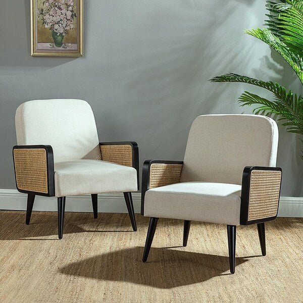 Accent Armchair with Wood Legs Set of 2 - From Where - 