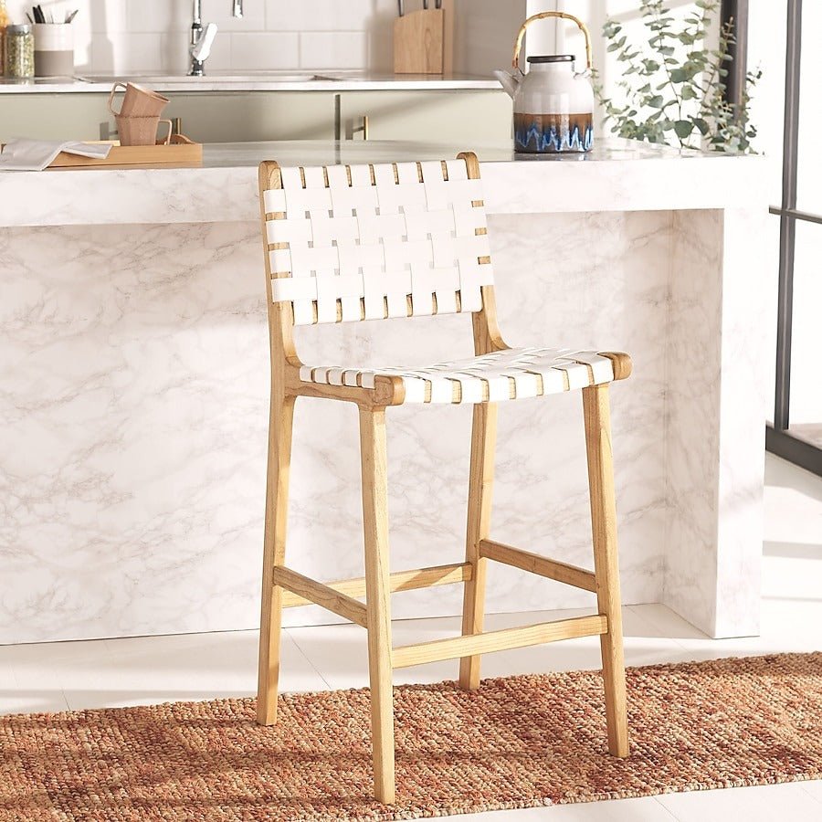 Adah Brown Wood Bar Stool - From Where - 