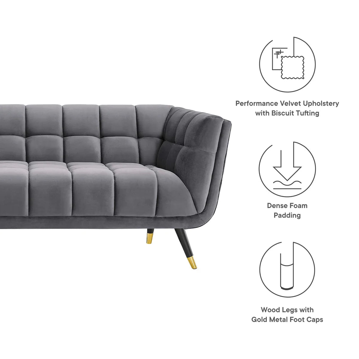 Adept Performance Velvet Sofa - From Where Finds -