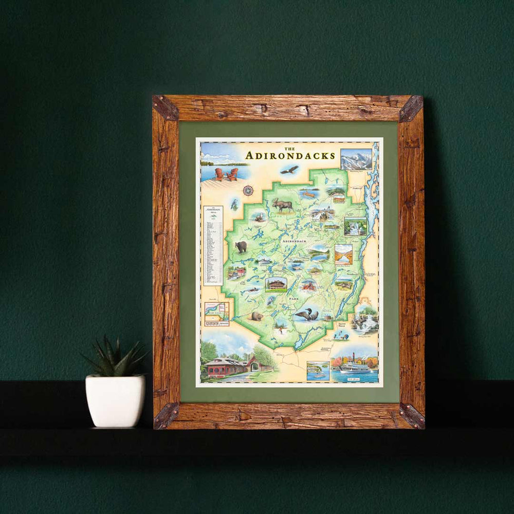 Adirondacks, New York Hand - Drawn Map - From Where Finds - Map