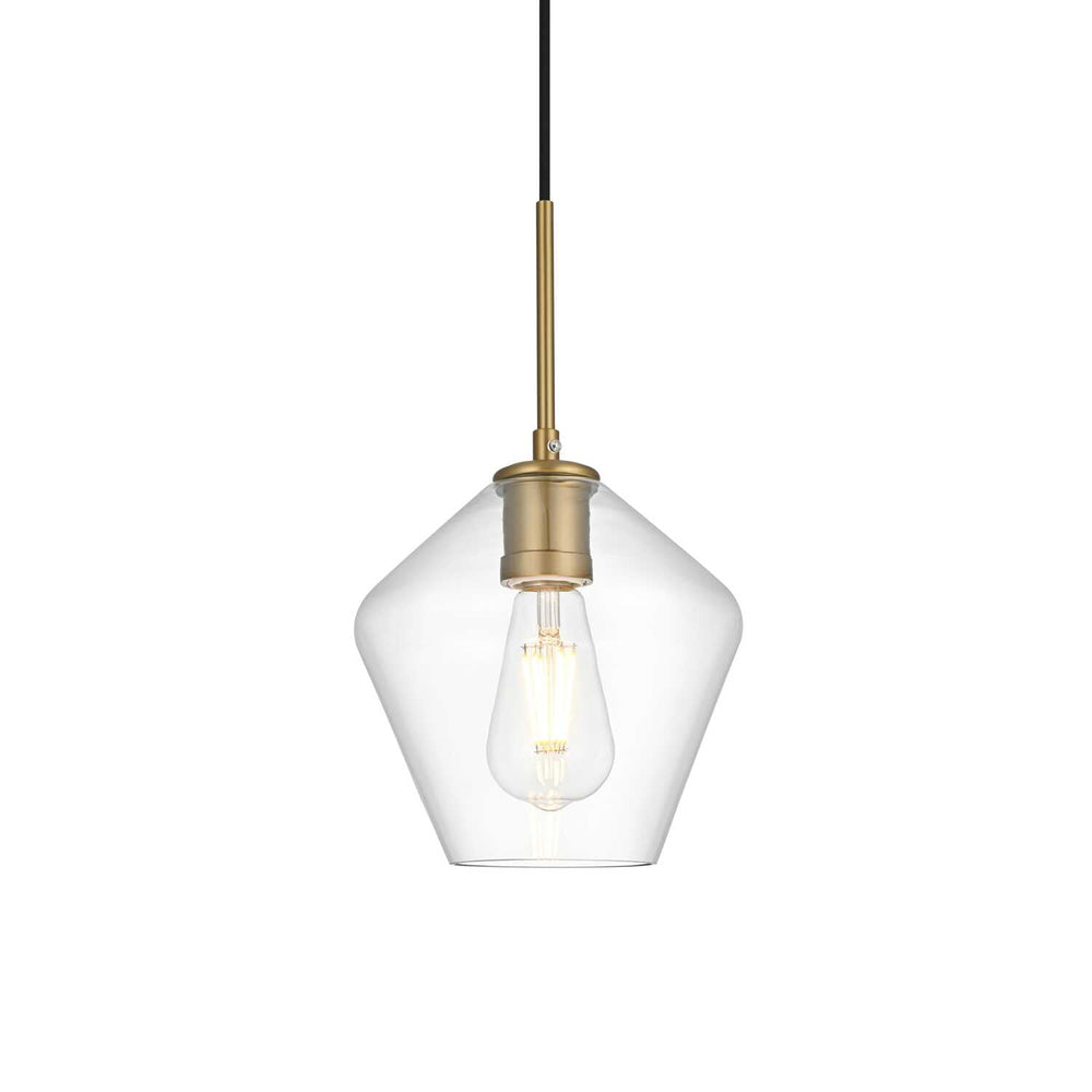 Living District Gene 8 Inch Pendant Clear Shade in Satin Gold