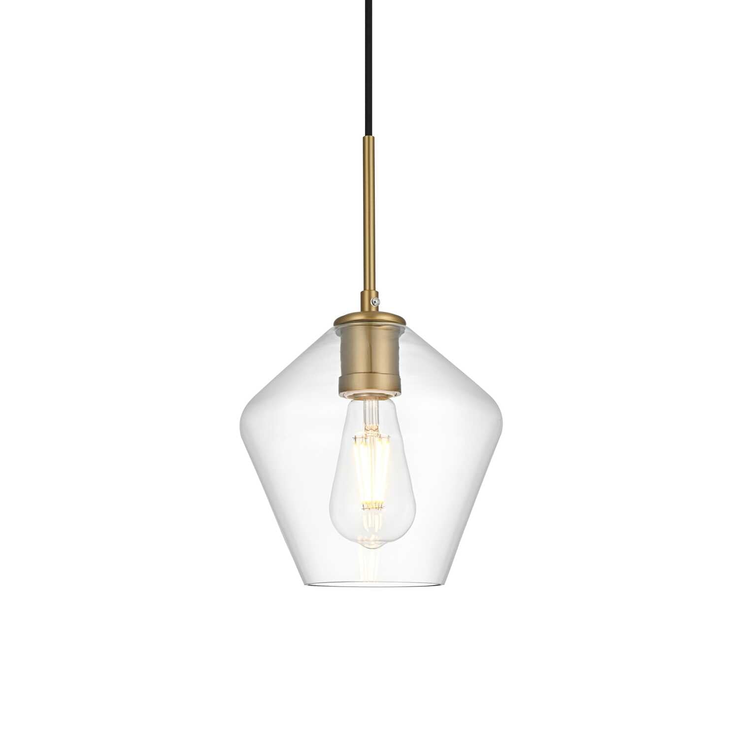 Living District Gene 8 Inch Pendant Clear Shade in Satin Gold