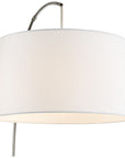 360 Lighting Cora Modern Arc Floor Lamp Standing 72" Tall Brushed Nickel Metal White Linen Drum Shade for Living Room Reading Bedroom Office House